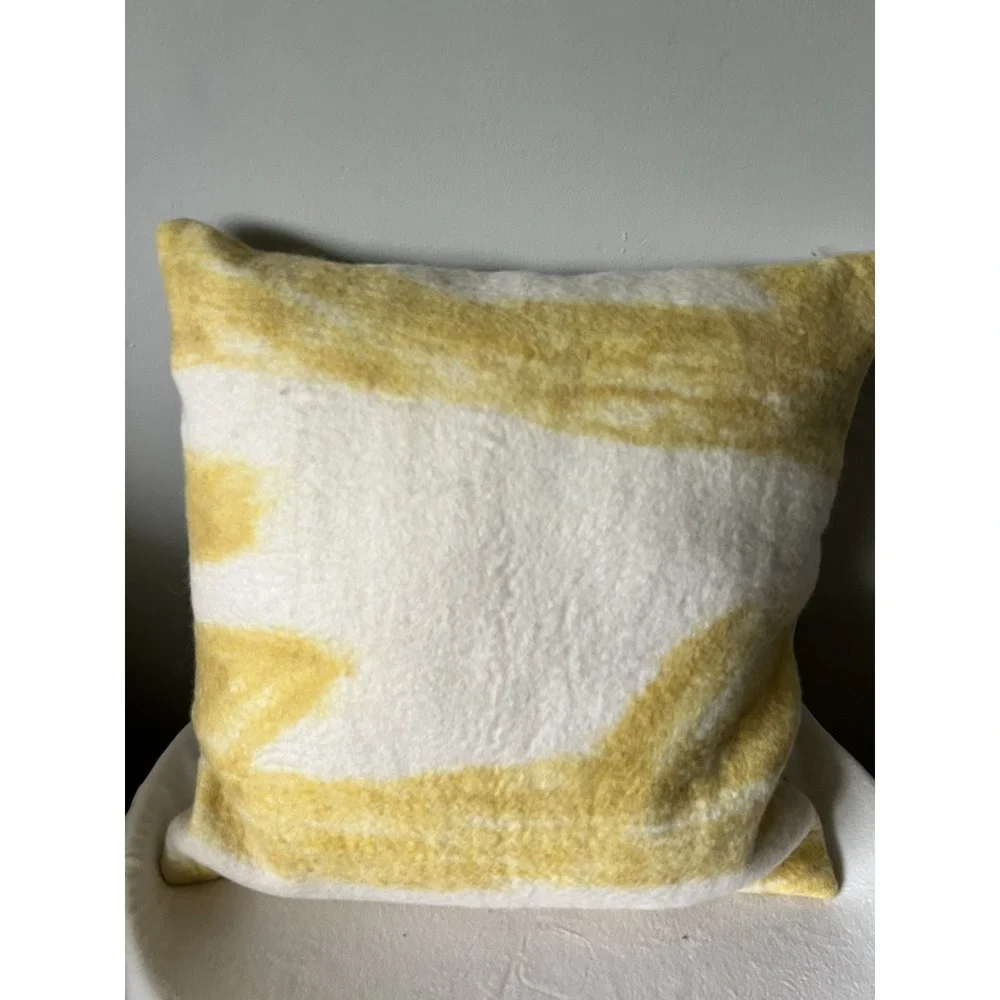 Set Of 2 Yellow Felt Radiating Pillow Cover Only by West Elm Pair 19